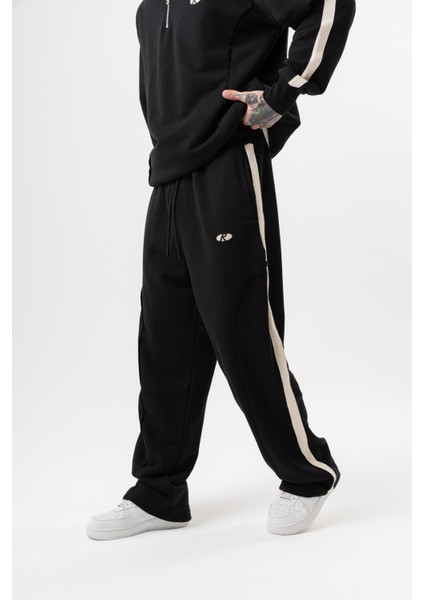 Erkek Pis Dikiş Detaylı Diagonel Baggy Eşofman Altı Siyah modelleri