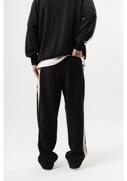 Erkek Pis Dikiş Detaylı Diagonel Baggy Eşofman Altı Siyah fırsatları