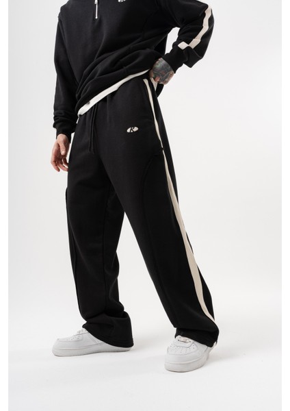 Erkek Pis Dikiş Detaylı Diagonel Baggy Eşofman Altı Siyah indirimleri
