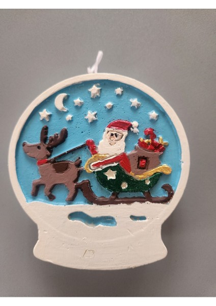 Yılbaşı Mum Yuvarlak Noelbaba Desenli (9,4CM*10CM*3CM)