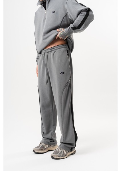 Erkek Pis Dikiş Detaylı Diagonel Baggy Eşofman Altı Gri fiyatları