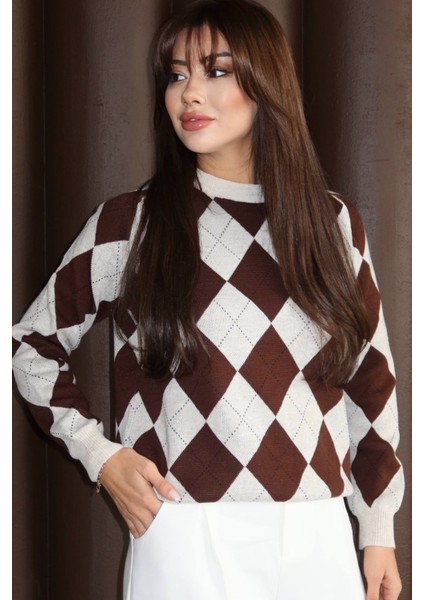 Baklava Desenli Triko Kazak