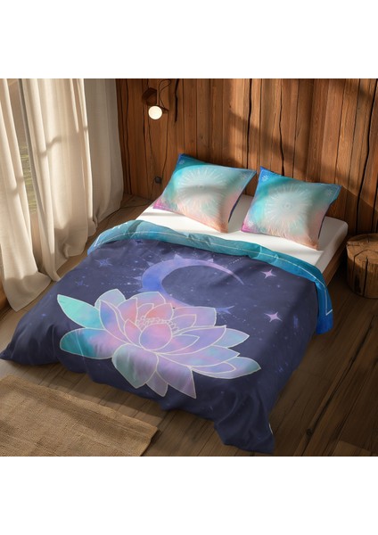 Lotus & Aura Mandala Çift Taraflı Nevresim Takımı 200 cm x 220 cm