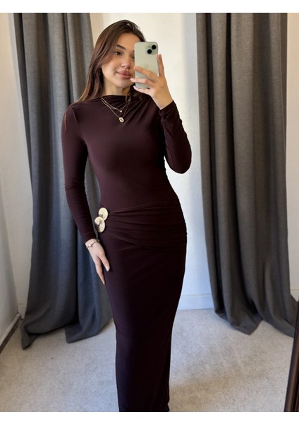 Gold Aksesuarlı Drape Detaylı Elbise fiyatları