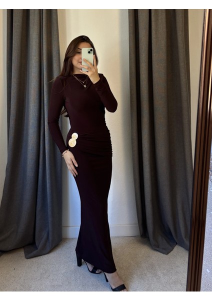 Gold Aksesuarlı Drape Detaylı Elbise fırsatları