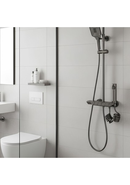 Piyano Robot Duş Seti Tuşlu Tam Takım Antrasit Lüks Yağmurlama Fonksiyonlu El Duşu Başlıklı Sistemi fiyatları