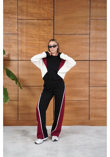 Renk Bloklu Bordo Siyah Beyaz Spor Takımı fiyatları