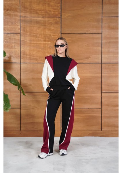 Renk Bloklu Bordo Siyah Beyaz Spor Takımı