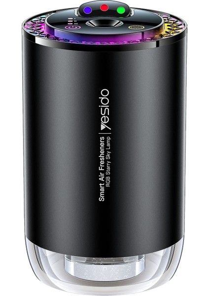 Araç Içi Işıklı ve Ambiyans Özellikli Ultrasonik Aroma Koku Makinesi - Siyah