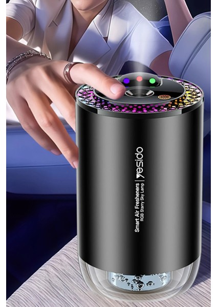 Araç Içi Işıklı ve Ambiyans Özellikli Ultrasonik Aroma Koku Makinesi - Siyah modelleri