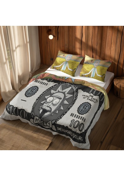 Morty Dollar & Morty In Paradise Çift Taraflı Nevresim Takımı 200 cm x 220 cm