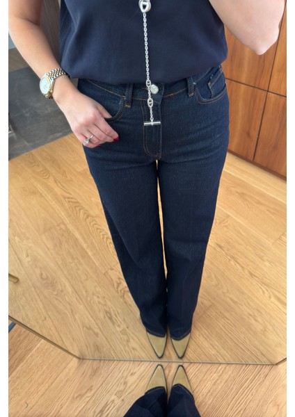 Ütü Çizgi Detay Palazzo Jean- Lacivert fiyatları