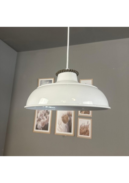 Veluna Beyaz Tekli Sezar Başlık Avize Retro Sarkıt Ofis Showroom Salon Mutfak Avizeleri