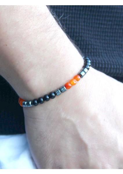 Doğal Taş Erkek Akik Oniks Hematit Doğal Taş Kolye Bileklik Set EUS1AHO modelleri