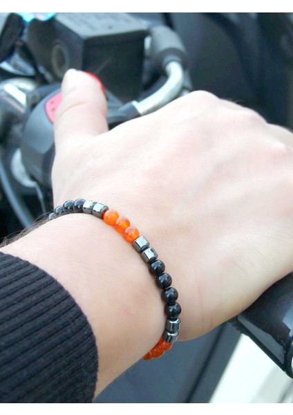 Doğal Taş Erkek Akik Oniks Hematit Doğal Taş Kolye Bileklik Set EUS1AHO fırsatları