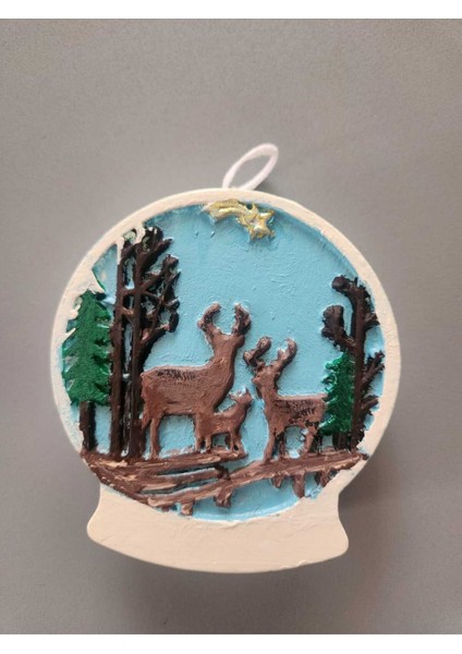 Yılbaşı Mum Yuvarlak Geyik Desenli (9,4CM*10CM*3CM)