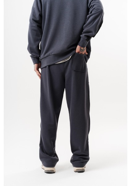 Erkek Pis Dikiş Detaylı Diagonel Baggy Eşofman Altı Füme fırsatları