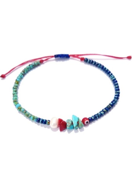 Gerçek Inci Mercan Turkuaz Doğaltaşlı Nazar ve Miyuki Round Boncuklu Bileklik modelleri