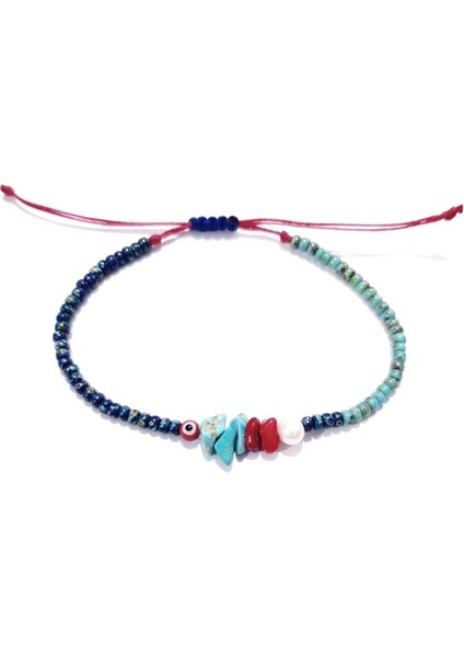 Gerçek Inci Mercan Turkuaz Doğaltaşlı Nazar ve Miyuki Round Boncuklu Bileklik indirimleri
