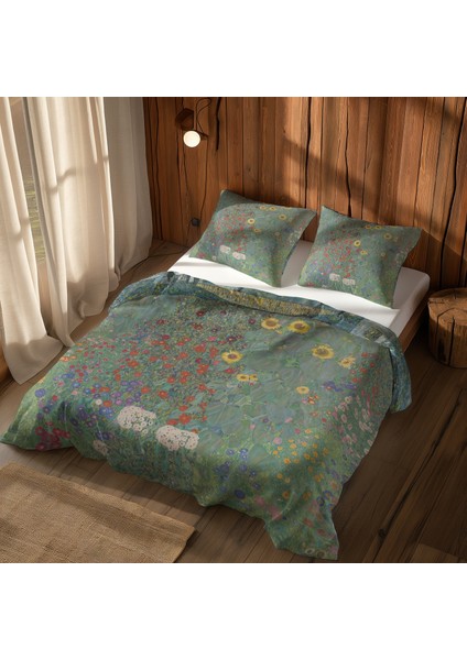 Kirche In Cassone Am Gardasee & Farm Garden With Sunflowers Nevresim Takımı 200 cm x 220 cm