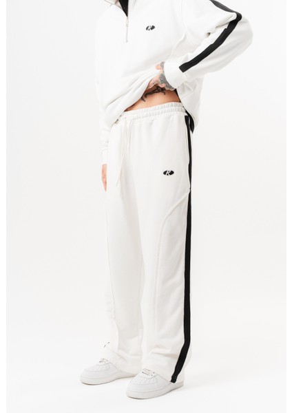 Erkek Pis Dikiş Detaylı Diagonel Baggy Eşofman Altı Ekru fiyatları