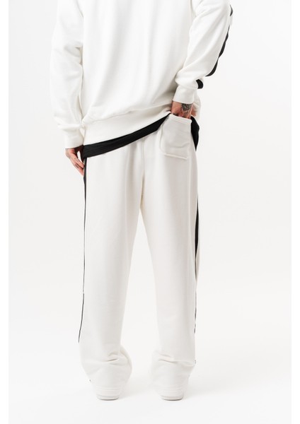 Erkek Pis Dikiş Detaylı Diagonel Baggy Eşofman Altı Ekru fırsatları