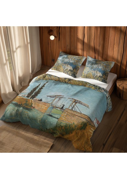 Bordighera & Arles'teki Langlois Köprüsü Çift Taraflı Nevresim Takımı 200 cm x 220 cm