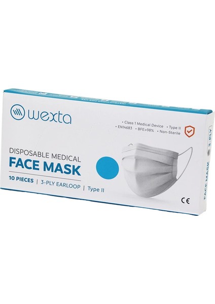 Wexta Beyaz 3 Katlı Medikal Cerrahi Yüz Maskesi 10PCS x 24 = 240 Adet (5148)