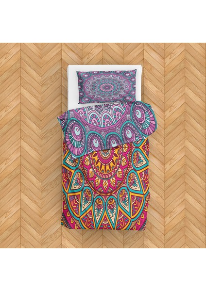 Mandala & Mor Mandala Çift Taraflı Nevresim Takımı 160 cm x 220 cm