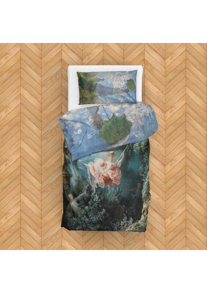 The Swing - Fragonard / La Promenade - Renoir Çift Taraflı Nevresim Takımı 160 cm x 220 cm