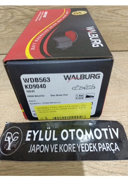 WDB563 58101-4FA00 Fren Balata Ikazlı On Hyundaı H100 (Kamyonet) 2.5 D 16.5mm 2004- fiyatları