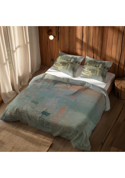 Impression, Sunrise & The Argenteuil Bridge Çift Taraflı Nevresim Takımı 200 cm x 220 cm