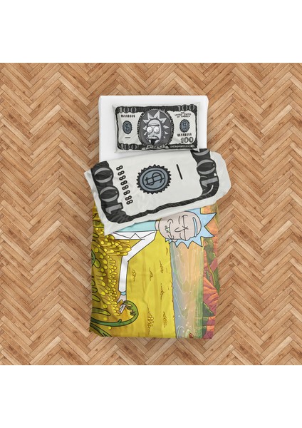 Morty Dollar & Morty In Paradise Çift Taraflı Nevresim Takımı 160 cm x 220 cm