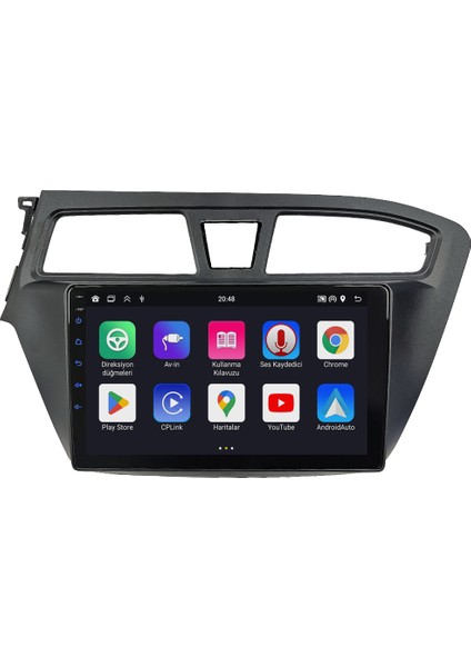 Hyundai I20 Android Multimedya Ekran (2015-2017) | 2gb/4gb/8gb Ram – Carplay – Android Auto – Navigasyon – Google Play – Geri Görüş Kamerası – Soket Sokete Uyumlu modelleri