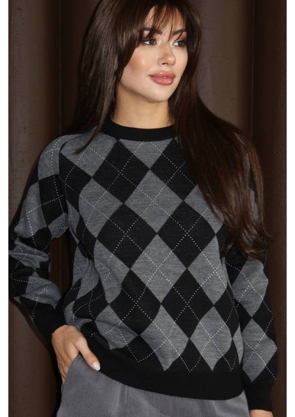 Baklava Desenli Triko Kazak