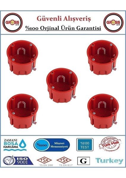 Alçıpan Anahtar Priz Kasası - 5 Adet