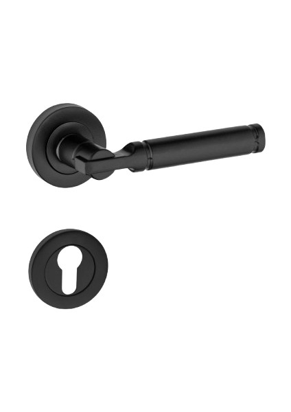 Can Kol Yuvarlak Rozetli Siyah Yale Kapı Kolu