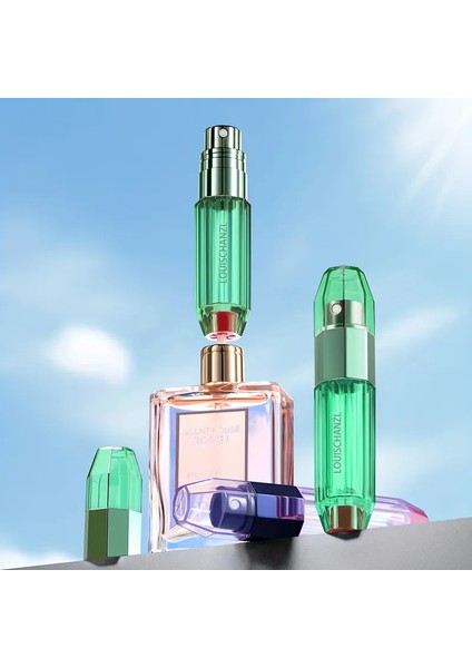 Mini Doldurulabilir Sekizgen Parfüm Şişesi 5 ml (Yeşil)