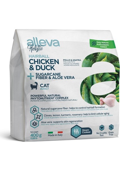 Holistik Hairball (Tüy Yumağı) Tavuklu & Ördekli Tahılsız Yetişkin Kedi Maması 400 gr