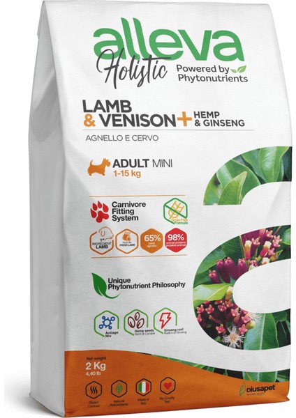 Holistik Kuzulu & Geyikli Tahılsız Küçük Irk Yetişkin Köpek Maması 2 Kg