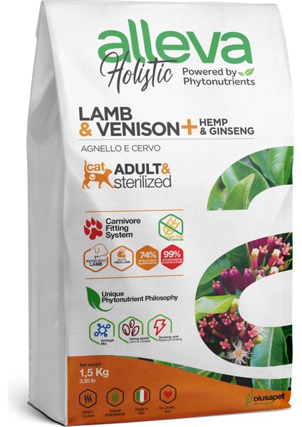 Holistik Kuzulu & Geyikli Tahılsız Yetişkin veya Kısırlaştırılmış Kedi Maması 1,5 Kg