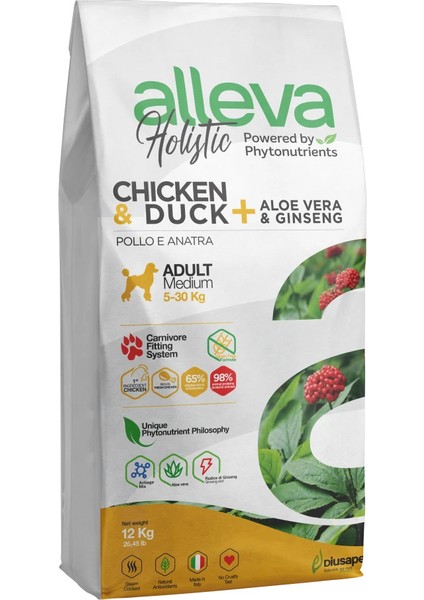 Holistik Tavuklu & Ördekli Tahılsız Orta Irk Yetişkin Köpek Maması 12 Kg