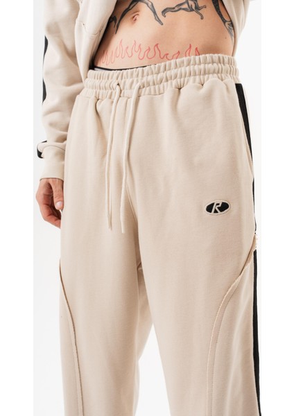 Erkek Pis Dikiş Detaylı Diagonel Baggy Eşofman Altı Bej indirimleri