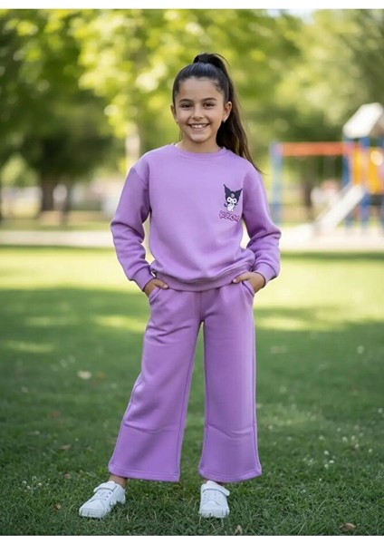 Kız Çocuk Kuromi Baskılı Kalın Eşofman Takım