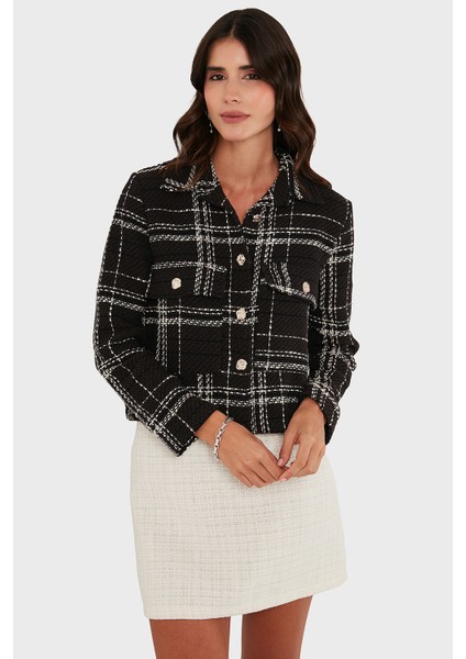 Via Dante Pamuklu Regular Fit Düğmeli Gömlek Yaka Ceket Bayan Ceket 2687551191