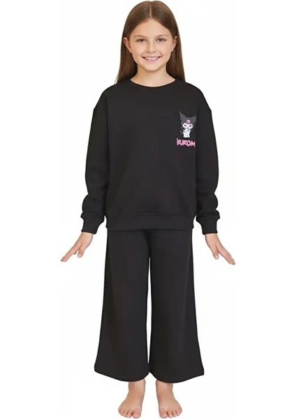 Kız Çocuk Kuromi Baskılı Kalın Eşofman Takım