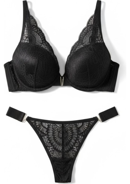 Dantel Detaylı Balenli Destekli Sütyen Takımı – Metal Aksesuarlı, Esnek Elastan Kumaş fırsatları