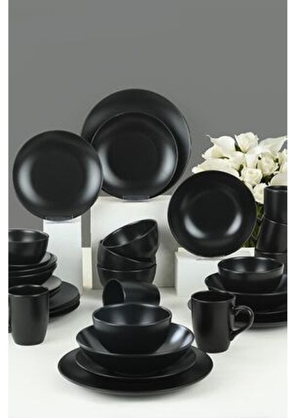 6 Kişilik 30 Parça Rodos Mat Siyah Yemek Takımı fırsatları
