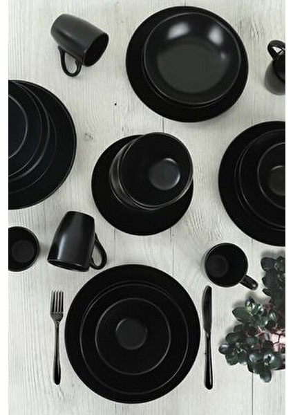 6 Kişilik 30 Parça Rodos Mat Siyah Yemek Takımı indirimleri