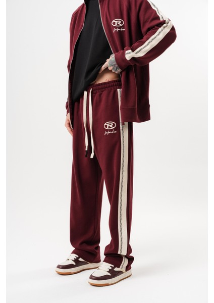 Erkek Ffb Şerit Detaylı Kışlık Doubleface Baggy Eşofman Altı Bordo fiyatları